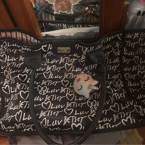 Betsey Johnson Black and White Heart Tote